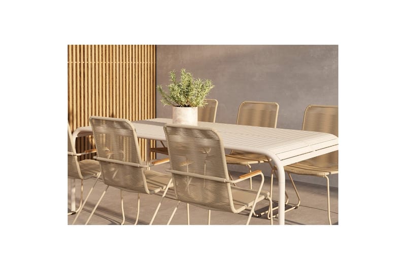 Spisegruppe Borneo, Bois - Beige, Beige, 6 - Møbler - Borde - Spisebordssæt
