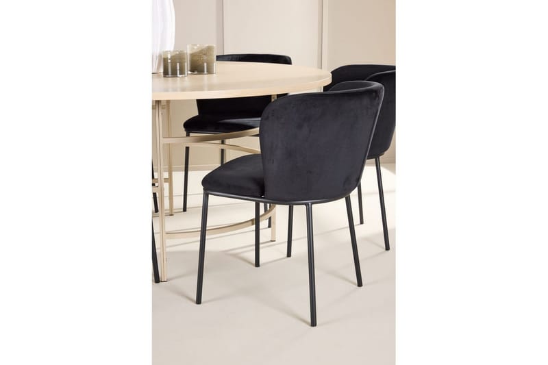 Spisegruppe Copenhagen Rundt 140 cm Hvid/Beige med 6 Edina Stole - Møbler - Borde - Spisebordssæt