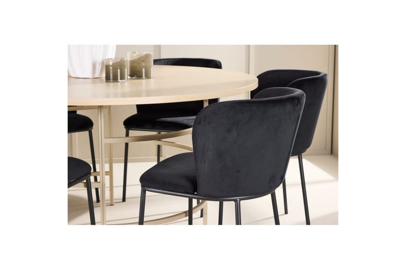 Spisegruppe Copenhagen Rundt 140 cm Hvid/Beige med 6 Edina Stole - Møbler - Borde - Spisebordssæt