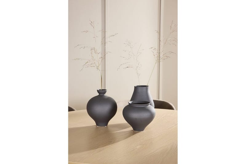 Spisegruppe Copenhagen Rundt 140 cm Hvid/Sort med 6 Edina Stole Sort / Brun - Sort / Brun - Møbler - Borde - Spisebordssæt