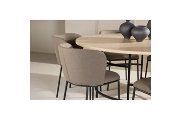 Spisegruppe Copenhagen Rundt 140 cm Hvid/Sort med 6 Edina Stole Sort / Brun - Sort / Brun - Møbler - Borde - Spisebordssæt