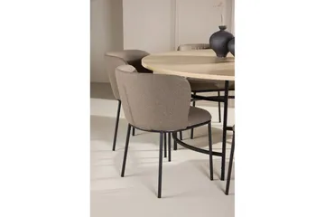 Spisegruppe Copenhagen Rundt 140 cm Hvid/Sort med 6 Edina Stole Sort / Brun - Sort / Brun - Møbler - Borde - Spisebordssæt