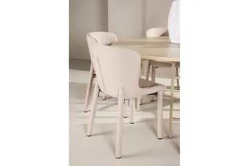 Spisegruppe Copenhagen Rundt 140 cm med 6 Astoria Stole Hvid / Beige, Beige - Hvid / Beige, Beige - Møbler - Borde - Spisebordssæt