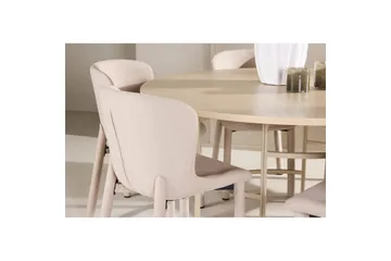 Spisegruppe Copenhagen Rundt 140 cm med 6 Astoria Stole Hvid / Beige, Beige - Hvid / Beige, Beige - Møbler - Borde - Spisebordssæt