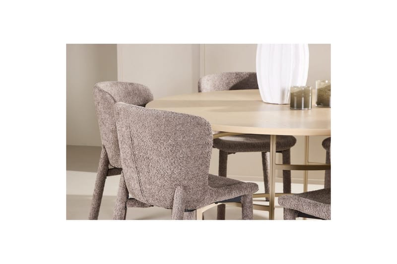Spisegruppe Copenhagen Rundt 140 cm med 6 Astoria Stole Hvid / Beige, Brun - Hvid / Beige, Brun - Møbler - Borde - Spisebordssæt