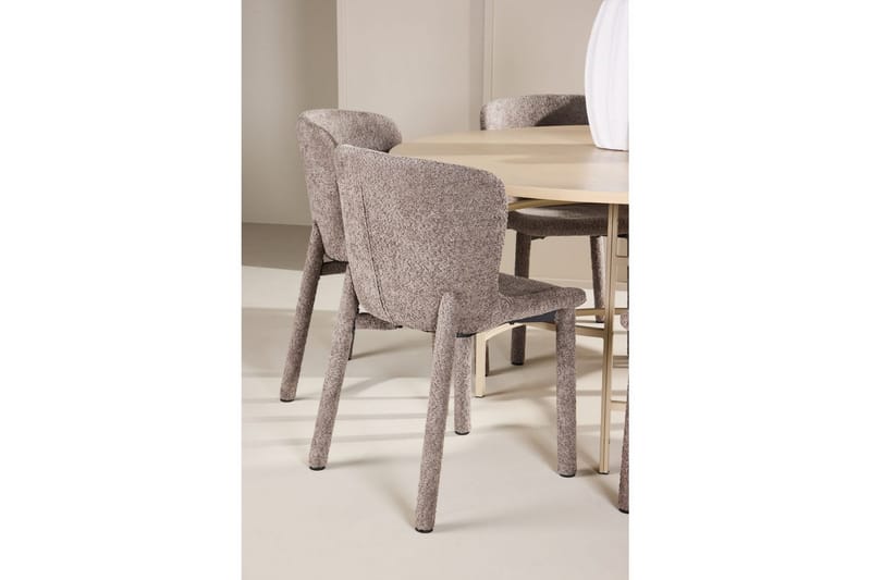 Spisegruppe Copenhagen Rundt 140 cm med 6 Astoria Stole Hvid / Beige, Brun - Hvid / Beige, Brun - Møbler - Borde - Spisebordssæt