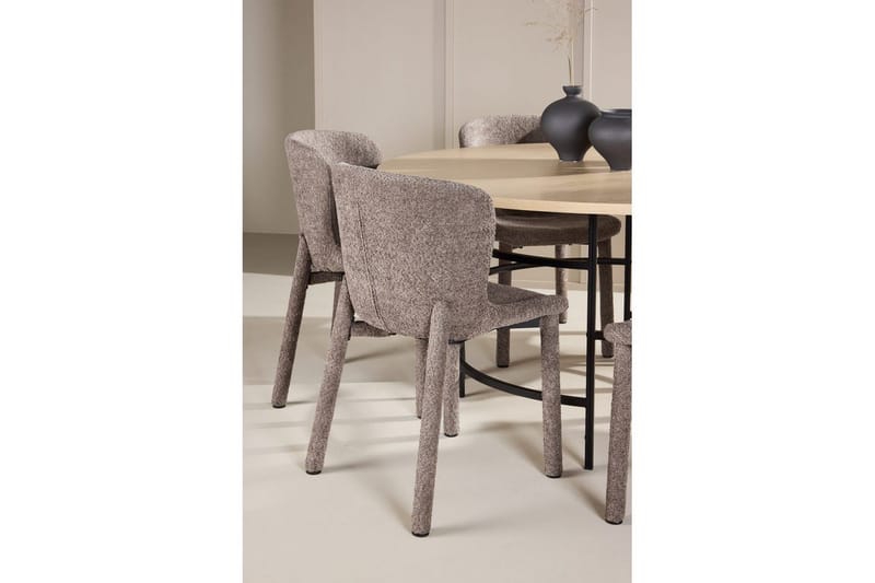 Spisegruppe Copenhagen Rundt 140 cm med 6 Astoria Stole Hvid / Sort, Brun - Hvid / Sort, Brun - Møbler - Borde - Spisebordssæt
