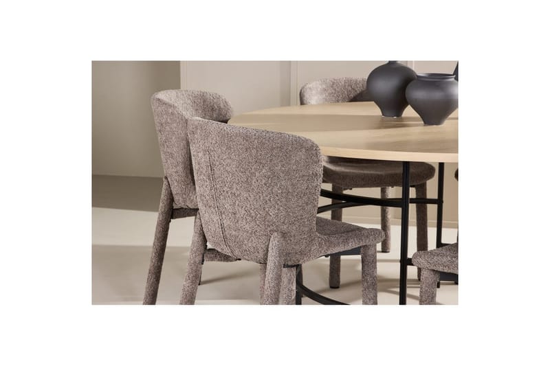 Spisegruppe Copenhagen Rundt 140 cm med 6 Astoria Stole Hvid / Sort, Brun - Hvid / Sort, Brun - Møbler - Borde - Spisebordssæt