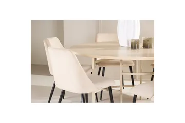 Spisegruppe Copenhagen Rundt 140 cm med 6 Night Stole Hvid / Beige - Hvid / Beige - Møbler - Borde - Spisebordssæt