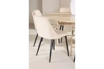 Spisegruppe Copenhagen Rundt 140 cm med 6 Night Stole Hvid / Beige - Hvid / Beige - Møbler - Borde - Spisebordssæt