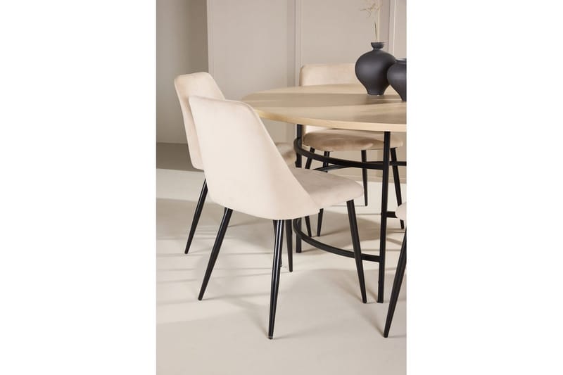 Spisegruppe Copenhagen Rundt 140 cm med 6 Night Stole Hvid / Sort - Hvid / Sort - Møbler - Borde - Spisebordssæt