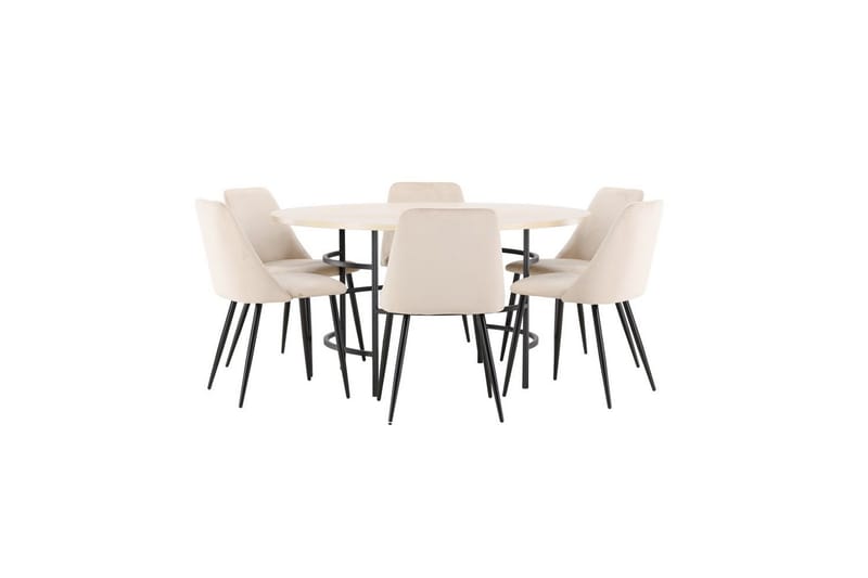 Spisegruppe Copenhagen Rundt 140 cm med 6 Night Stole Hvid / Sort - Hvid / Sort - Møbler - Borde - Spisebordssæt