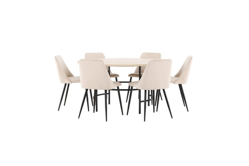 Spisegruppe Copenhagen Rundt 140 cm med 6 Night Stole Hvid / Sort - Hvid / Sort - Møbler - Borde - Spisebordssæt