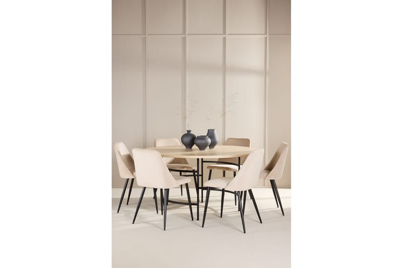 Spisegruppe Copenhagen Rundt 140 cm med 6 Night Stole Hvid / Sort - Hvid / Sort - Møbler - Borde - Spisebordssæt