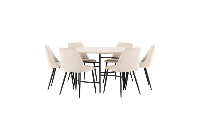Spisegruppe Copenhagen Rundt 140 cm med 6 Night Stole Hvid / Sort, Hvid / Sort
