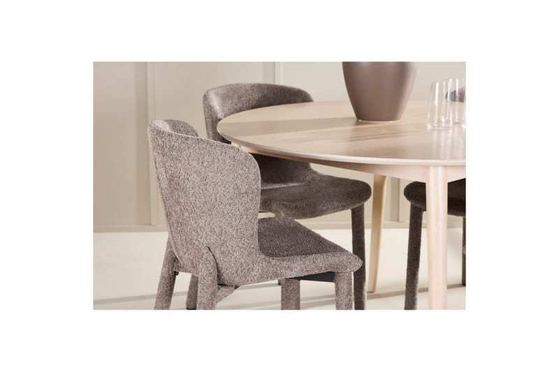 Spisegruppe Flora Rund 120 cm Hvid med 4 stk Astoria Stole Brun - Brun - Møbler - Borde - Spisebordssæt