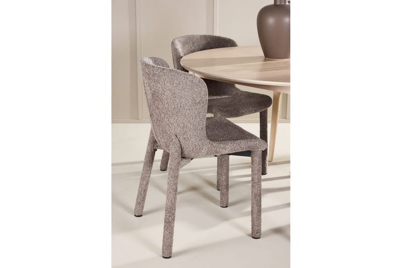 Spisegruppe Flora Rund 120 cm Hvid med 4 stk Astoria Stole Brun - Brun - Møbler - Borde - Spisebordssæt
