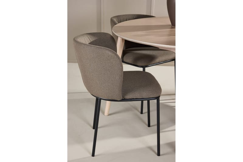 Spisegruppe Flora Rund 120 cm Hvid med 4 stk Edina Stole Sort / Brun - Sort / Brun - Møbler - Borde - Spisebordssæt