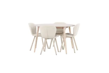 Spisegruppe Flora Rund 120 cm Hvid med 4 stk Lilja Stole - Møbler - Borde - Spisebordssæt