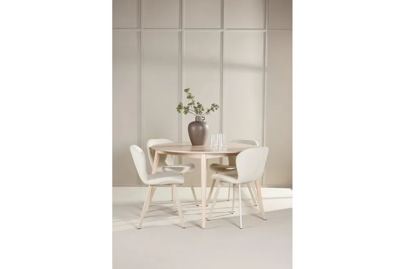 Spisegruppe Flora Rund 120 cm Hvid med 4 stk Lilja Stole - Møbler - Borde - Spisebordssæt
