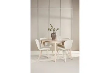 Spisegruppe Flora Rund 120 cm Hvid med 4 stk Lilja Stole - Møbler - Borde - Spisebordssæt