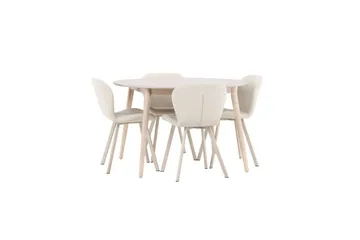 Spisegruppe Flora Rund 120 cm Hvid med 4 stk Lilja Stole - Møbler - Borde - Spisebordssæt
