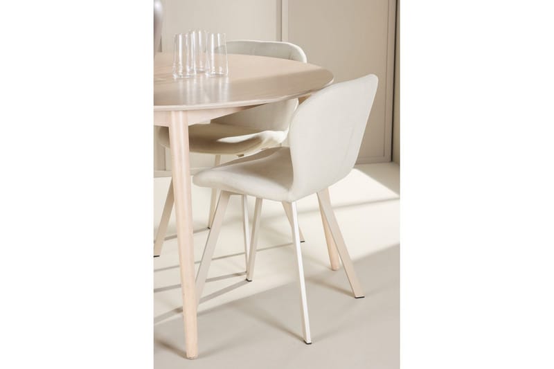 Spisegruppe Flora Rund 120 cm Hvid med 4 stk Lilja Stole - Møbler - Borde - Spisebordssæt