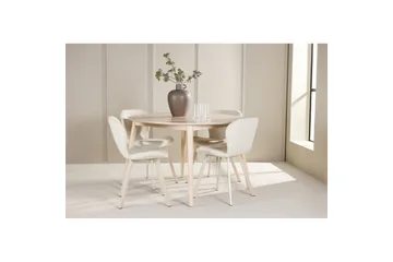 Spisegruppe Flora Rund 120 cm Hvid med 4 stk Lilja Stole - Møbler - Borde - Spisebordssæt