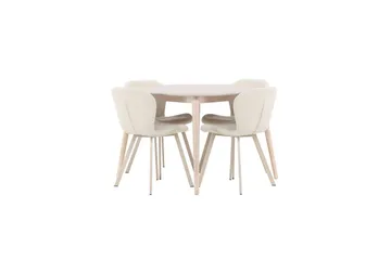 Spisegruppe Flora Rund 120 cm Hvid med 4 stk Lilja Stole - Møbler - Borde - Spisebordssæt