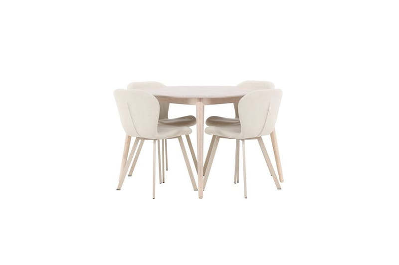 Spisegruppe Flora Rund 120 cm Hvid med 4 stk Lilja Stole, undefined