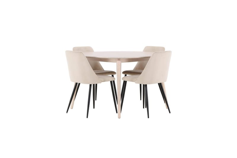 Spisegruppe Flora Rund 120 cm Hvid med 4 stk. Night Stole, undefined