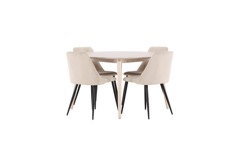 Spisegruppe Flora Rund 120 cm Hvid med 4 stk. Night Stole - Møbler - Borde - Spisebordssæt