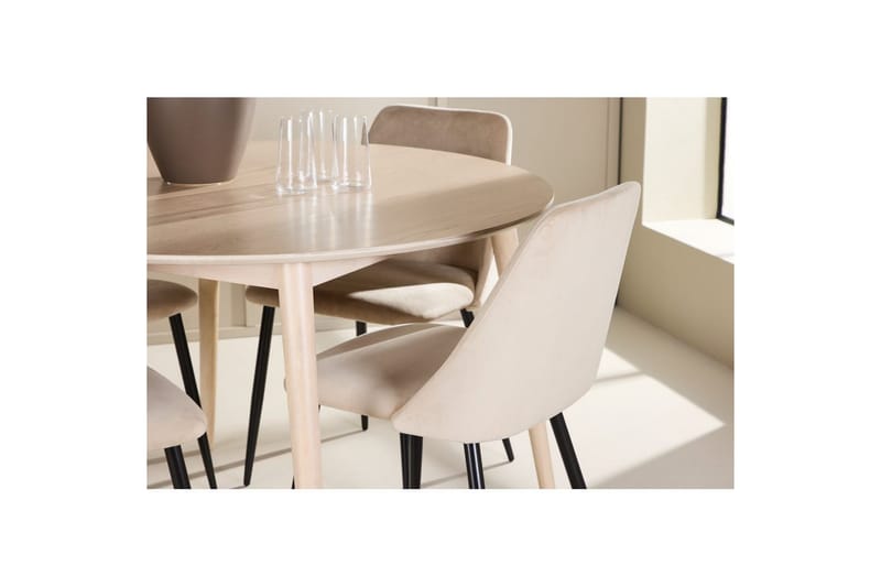 Spisegruppe Flora Rund 120 cm Hvid med 4 stk. Night Stole - Møbler - Borde - Spisebordssæt