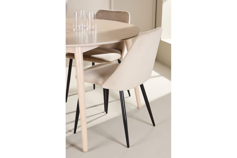 Spisegruppe Flora Rund 120 cm Hvid med 4 stk. Night Stole - Møbler - Borde - Spisebordssæt