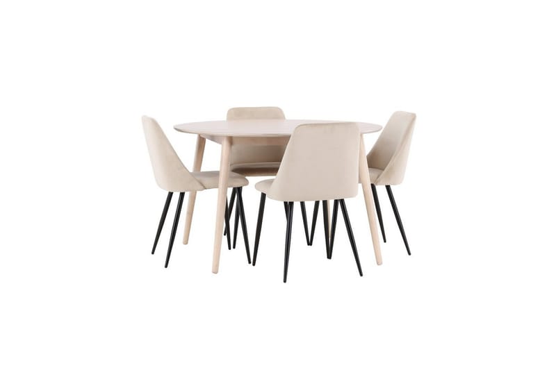 Spisegruppe Flora Rund 120 cm Hvid med 4 stk. Night Stole - Møbler - Borde - Spisebordssæt
