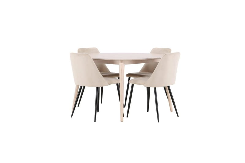 Spisegruppe Flora Rund 120 cm Hvid med 4 stk. Night Stole - Møbler - Borde - Spisebordssæt