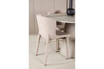 Spisegruppe Lanzo Rund 120 cm Beige med 4 stk. Astoria Stole Beige - Beige - Møbler - Borde - Spisebordssæt