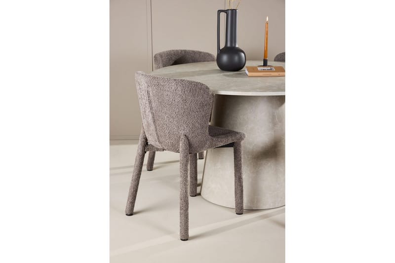 Spisegruppe Lanzo Rund 120 cm Beige med 4 stk. Astoria Stole Brun - Brun - Møbler - Borde - Spisebordssæt