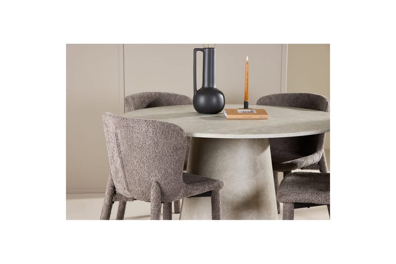 Spisegruppe Lanzo Rund 120 cm Beige med 4 stk. Astoria Stole Brun - Brun - Møbler - Borde - Spisebordssæt