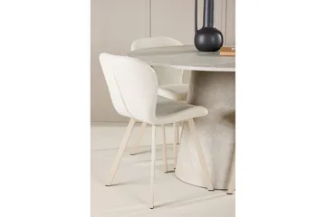 Spisegruppe Lanzo Rund 120 cm med 4 stk. Lilja Stole Beige - Beige - Møbler - Borde - Spisebordssæt