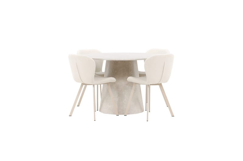 Spisegruppe Lanzo Rund 120 cm med 4 stk. Lilja Stole Beige, Beige
