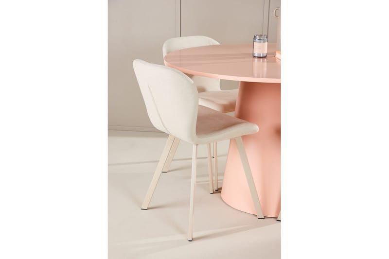 Spisegruppe Lanzo Rund 120 cm med 4 stk. Lilja Stole Rosa - Rosa - Møbler - Borde - Spisebordssæt