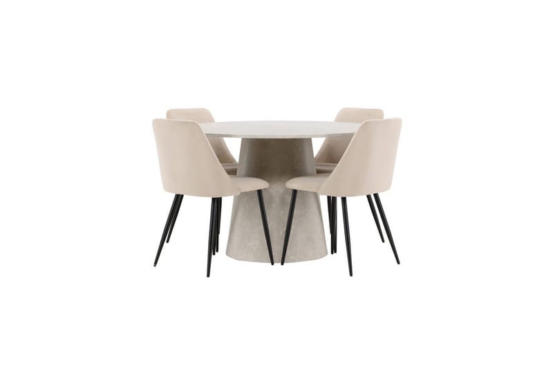 Spisegruppe Lanzo Rund 120 cm med 4 stk. Night Stole Beige, Beige
