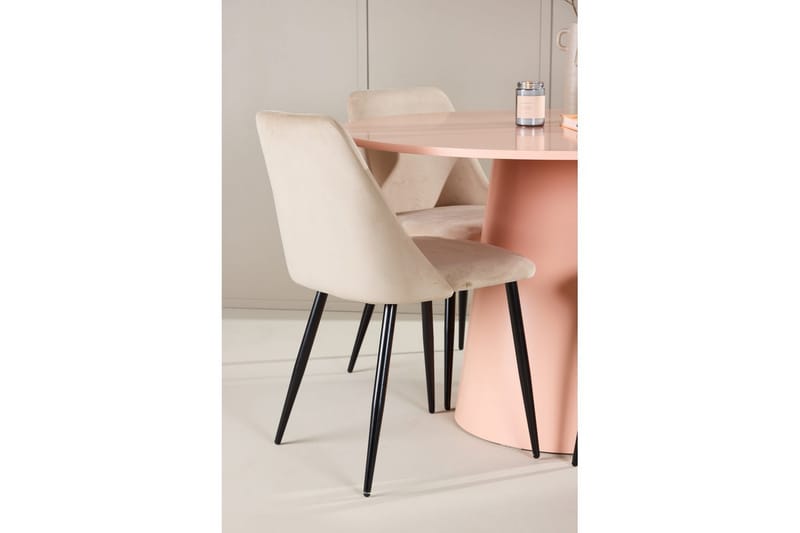 Spisegruppe Lanzo Rund 120 cm med 4 stk. Night Stole Rosa - Rosa - Møbler - Borde - Spisebordssæt