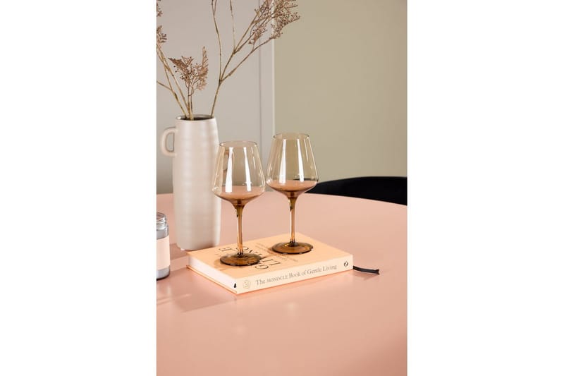 Spisegruppe Lanzo Rund 120 cm Rosa med 4 stk. Edina Stole Sort - Sort - Møbler - Borde - Spisebordssæt