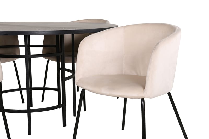 Spisegruppe Möbelfashion Copenhagen spisegruppe 140 cm rund med 4 Berit-stole Beige/Sort - Møbler - Borde - Spisebordssæt