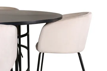 Spisegruppe Möbelfashion Copenhagen spisegruppe 140 cm rund med 4 Berit-stole Beige/Sort - Møbler - Borde - Spisebordssæt