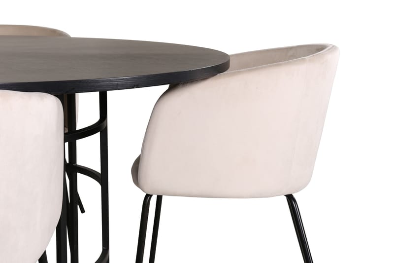 Spisegruppe Möbelfashion Copenhagen spisegruppe 140 cm rund med 4 Berit-stole Beige/Sort - Møbler - Borde - Spisebordssæt