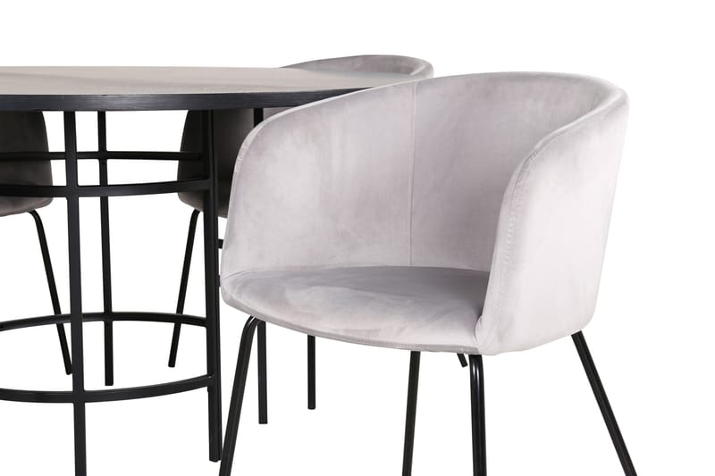 Spisegruppe Möbelfashion Copenhagen spisegruppe 140 cm rund med 4 Berit-stole Sort/Lysegrå - Møbler - Borde - Spisebordssæt