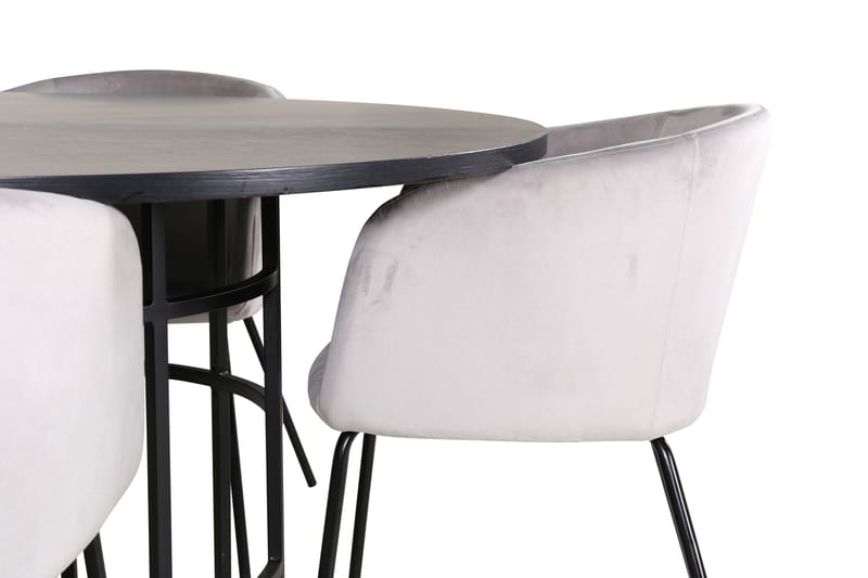 Spisegruppe Möbelfashion Copenhagen spisegruppe 140 cm rund med 4 Berit-stole Sort/Lysegrå - Møbler - Borde - Spisebordssæt